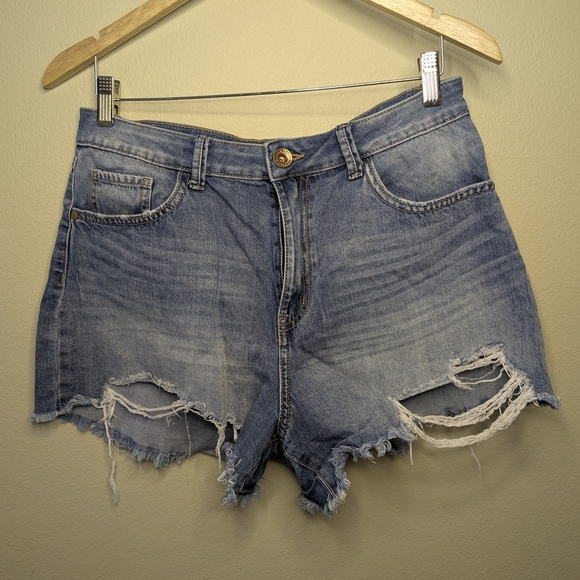 Rewash Blue Distressed Jean Shorts - Picture 1 of 7